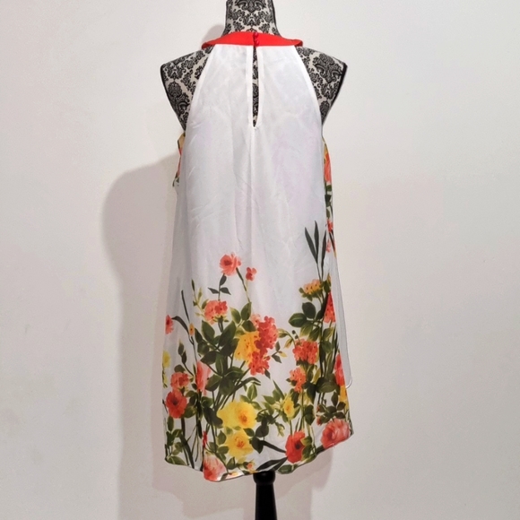 Teaberry, white dress, floral design, layered, lined, size 8 - Picture 6 of 9